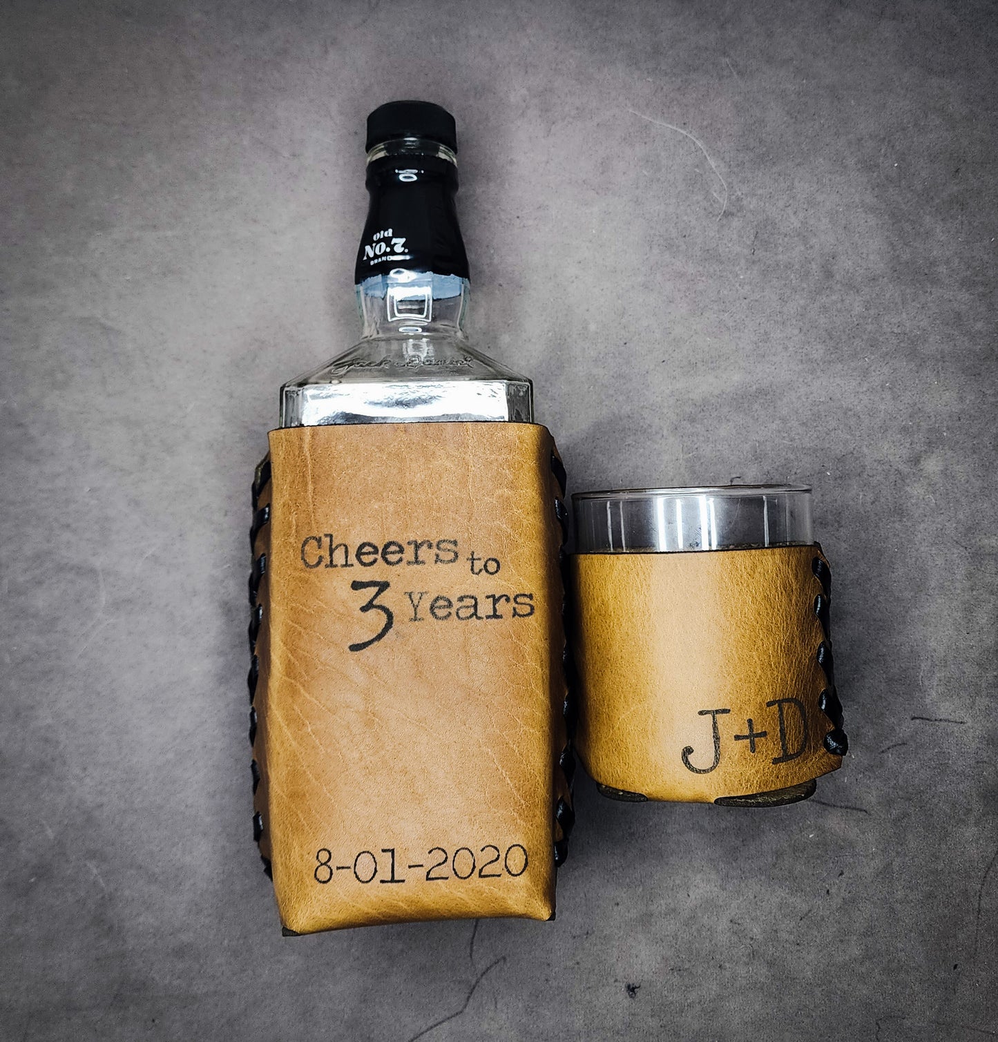 Personalized Leather-Wrapped Wine Bottle - Elegance Uncorked: