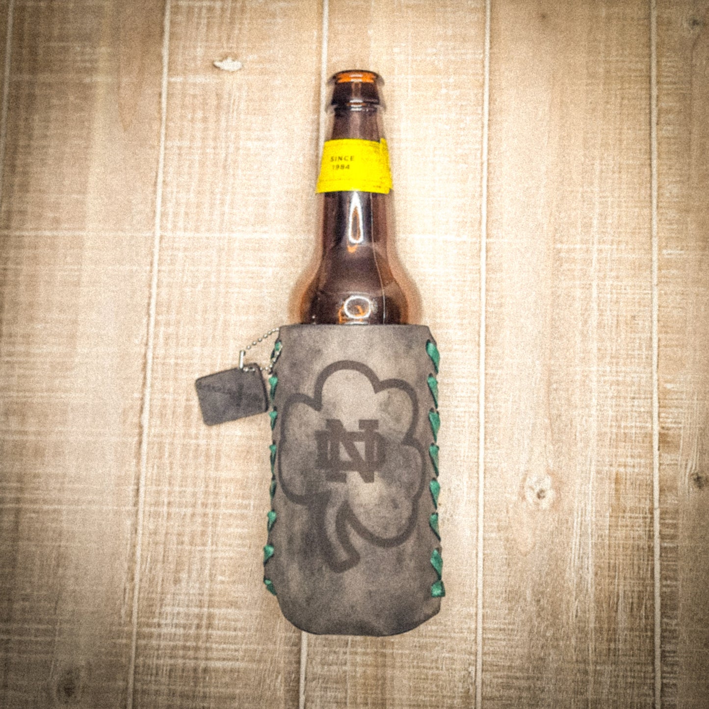 Premium leather football can cooler