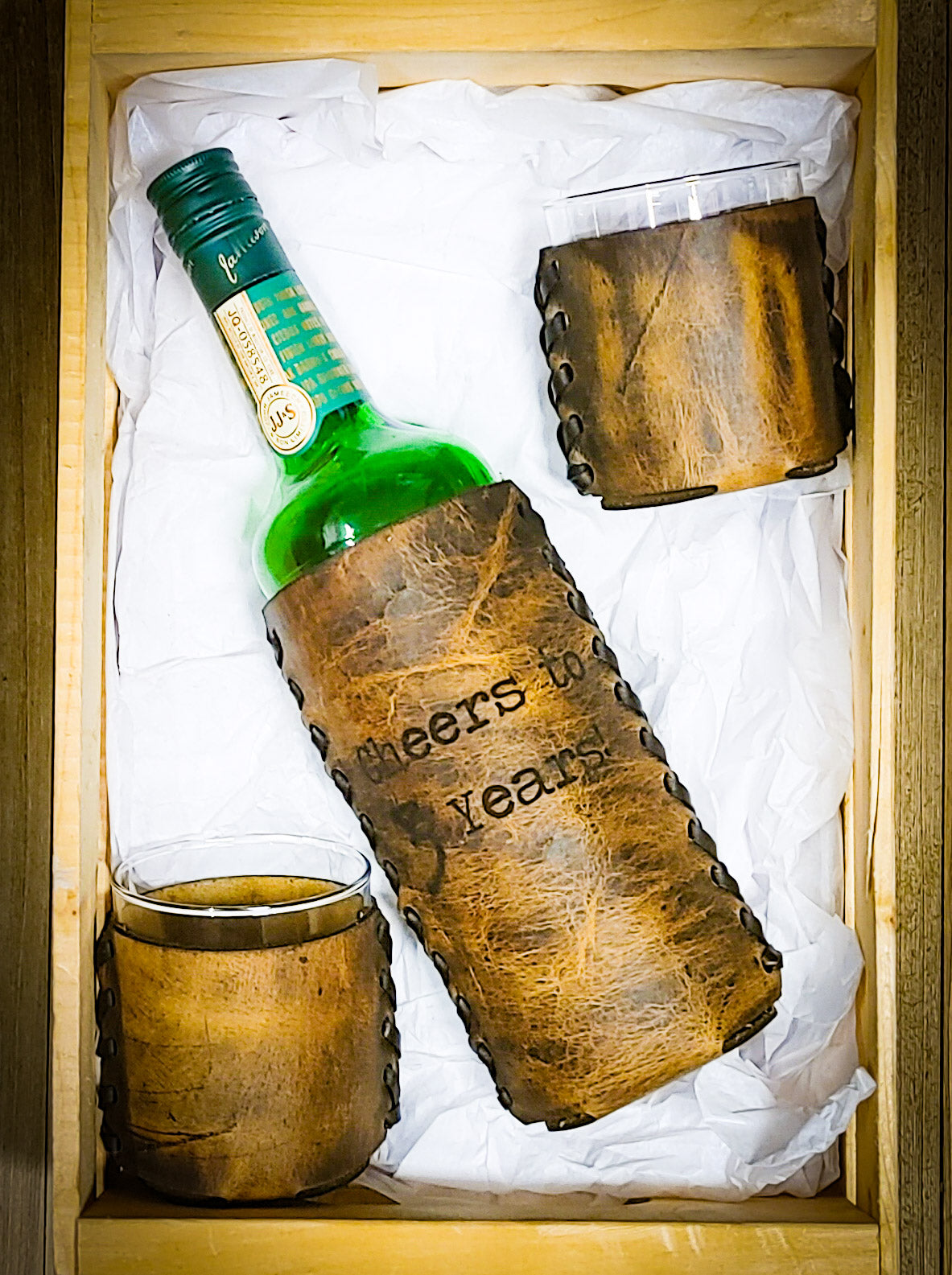 Personalized Leather-Wrapped Wine Bottle - Elegance Uncorked:
