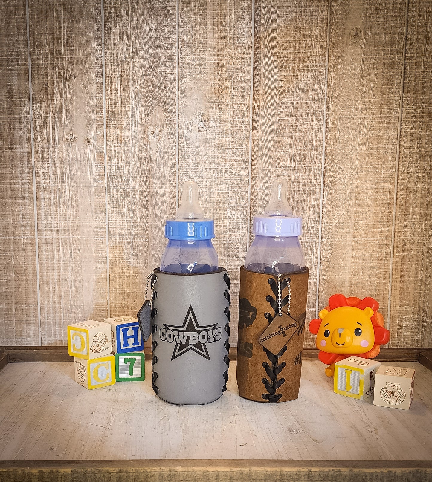 Personalized baby bottle warmer made from premium leather
