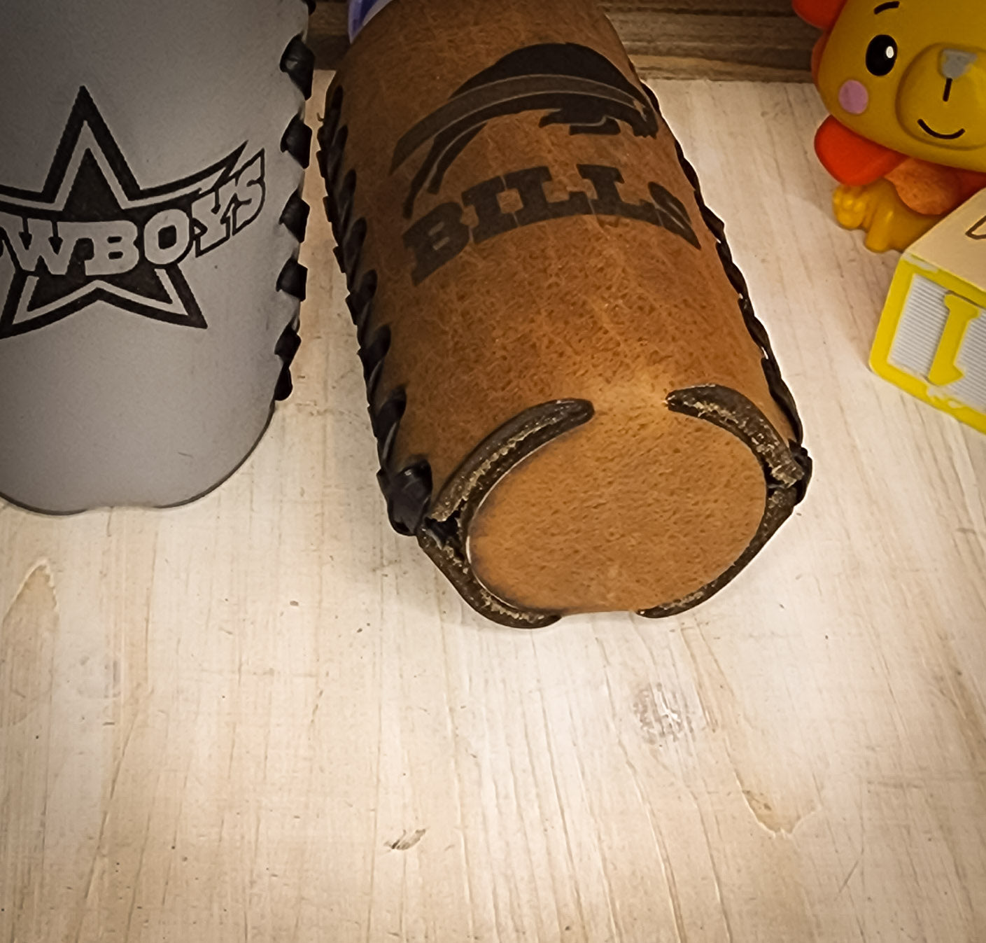 Personalized baby bottle warmer made from premium leather