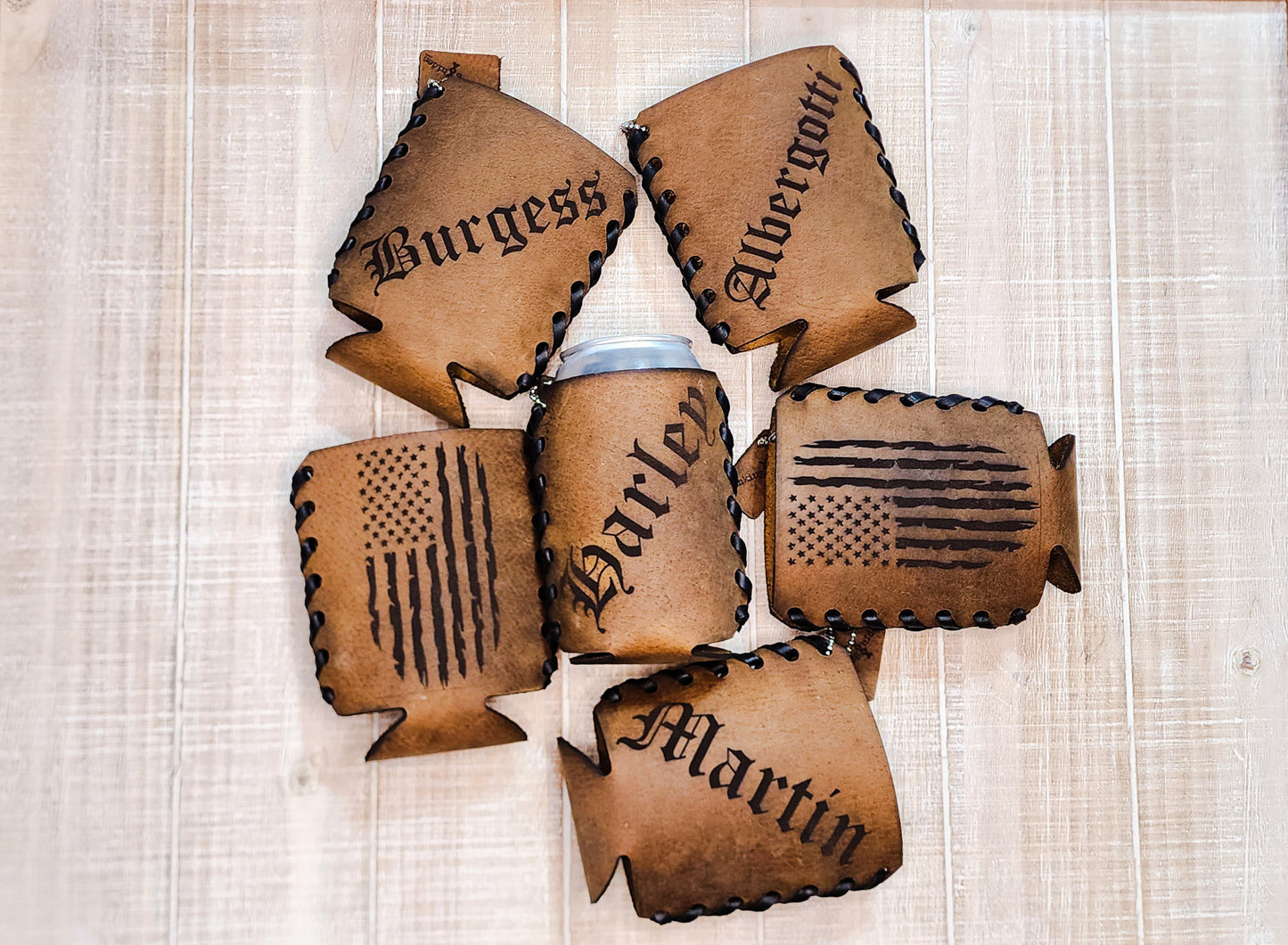 Personalized Groomsman leather coozies