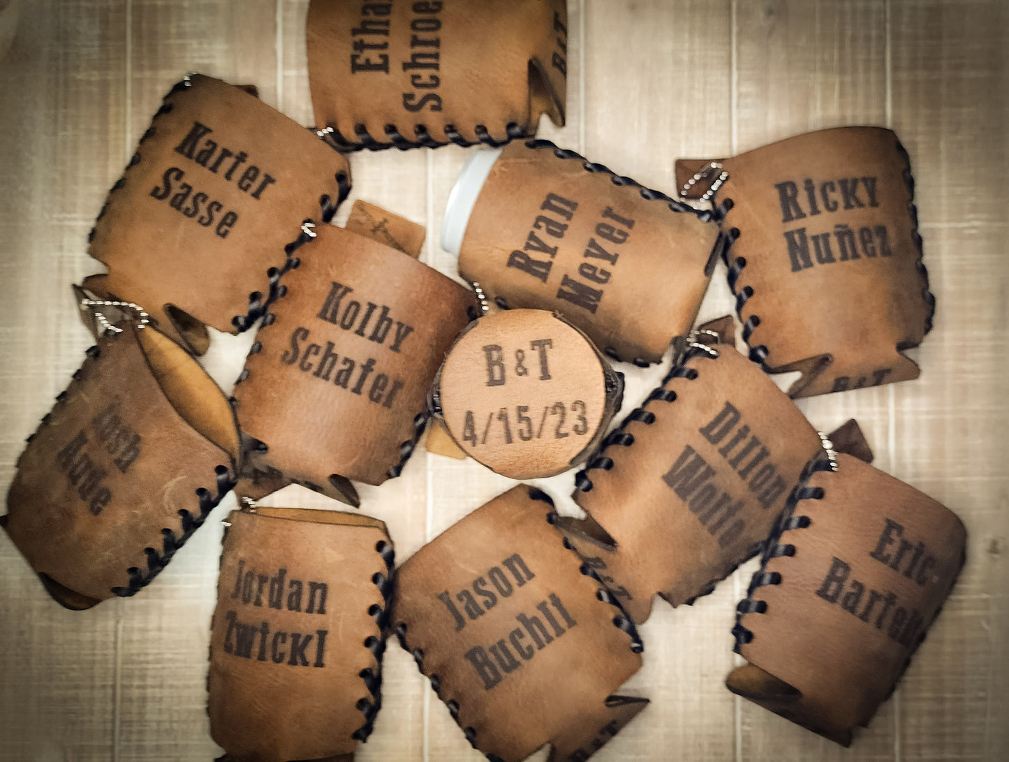 Personalized Groomsman leather coozies