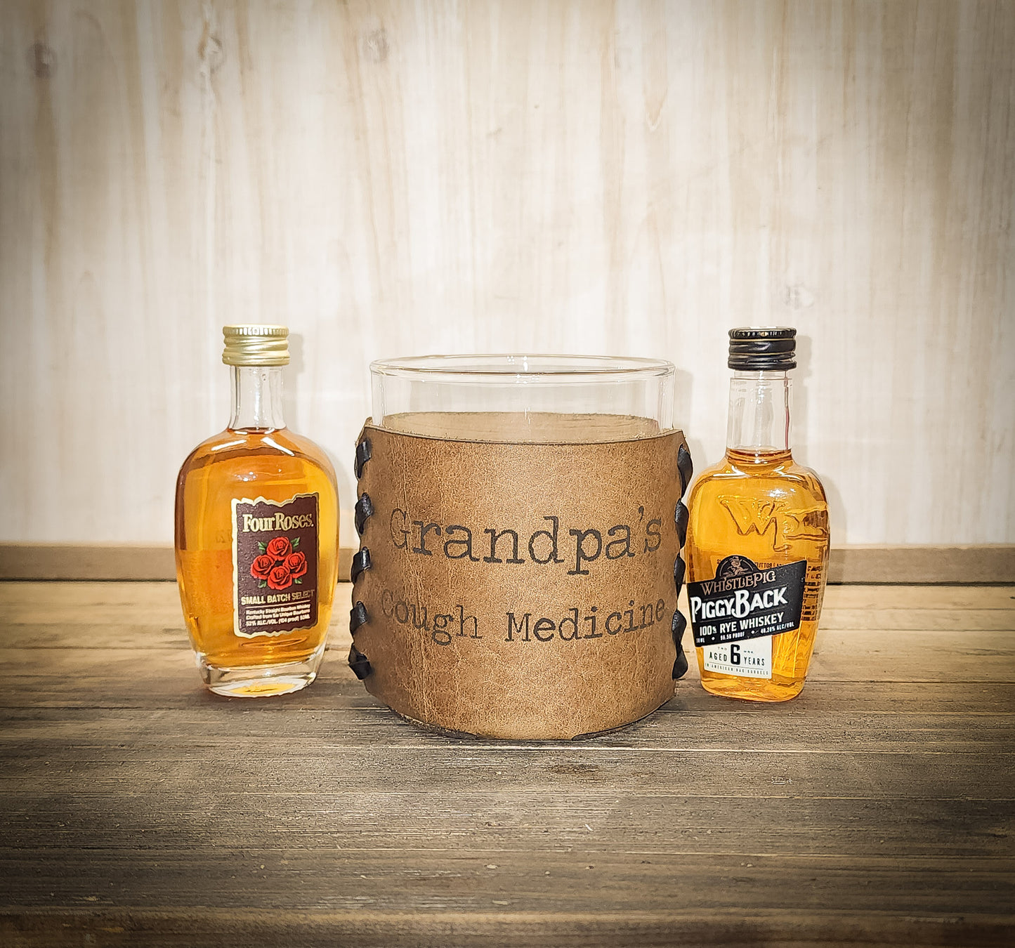 Personalized whiskey glass wrapped in leather | Custom Anniversary Gift for men | Whiskey Lovers anniversary gift | rocks glasses