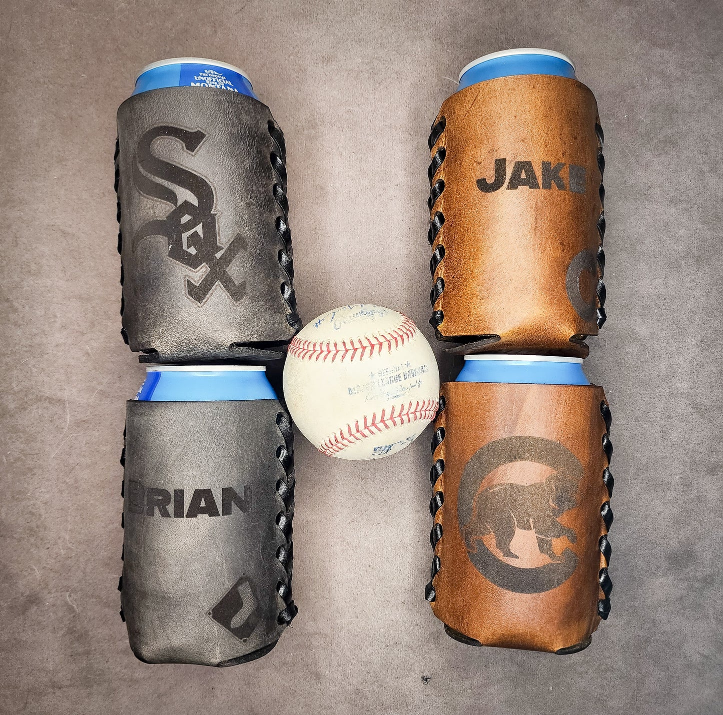 Premium Personalized Leather Drink Cozie for Men – Hand-Laced Craftsmanship | Ideal Gift for Him and Any Occasion!
