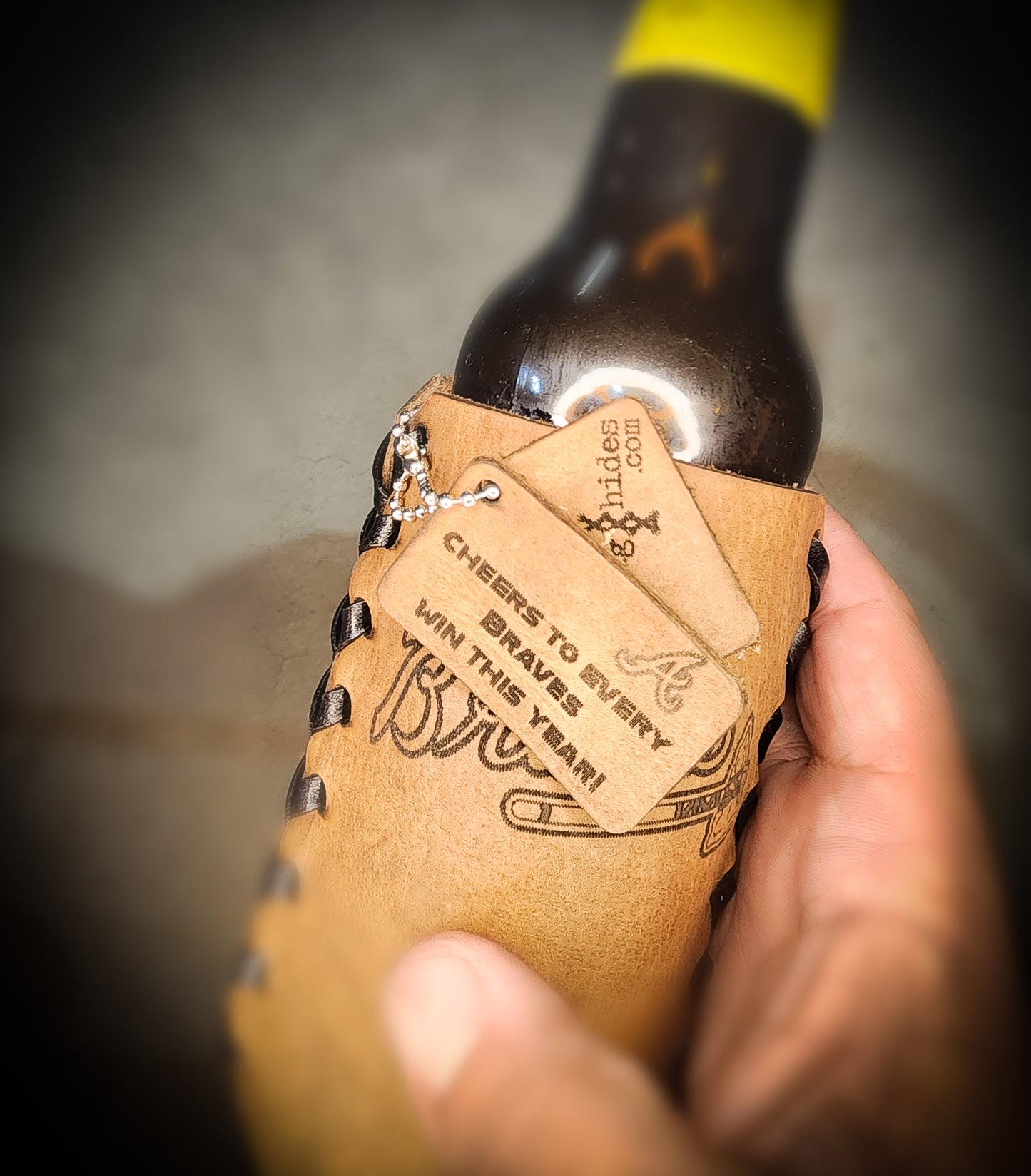 Premium leather baseball coozie | Personalized mens birthday gift | Men's birthday gift ideas | Baseball gifts for men