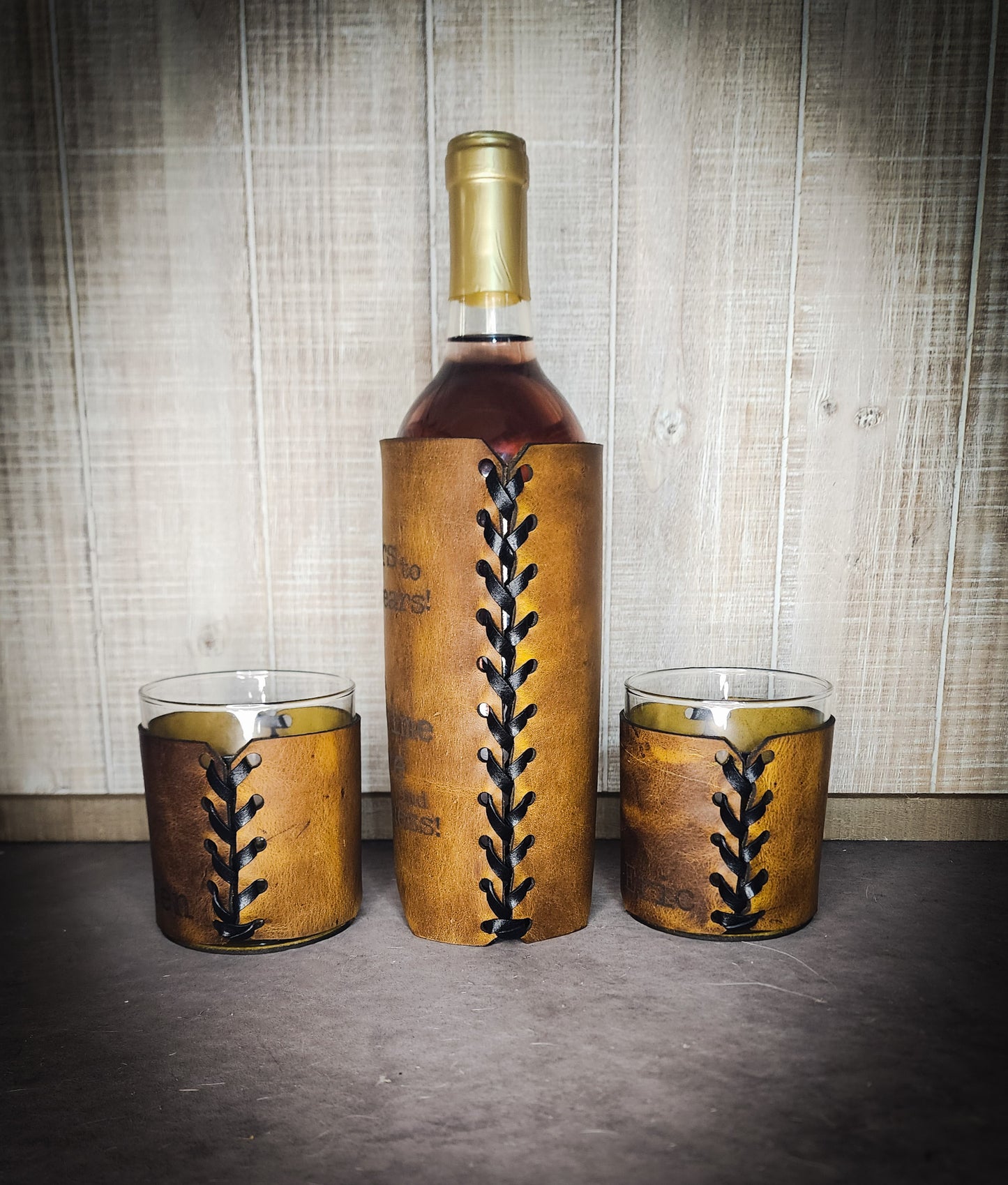 Personalized Leather-Wrapped Wine Bottle - Elegance Uncorked: