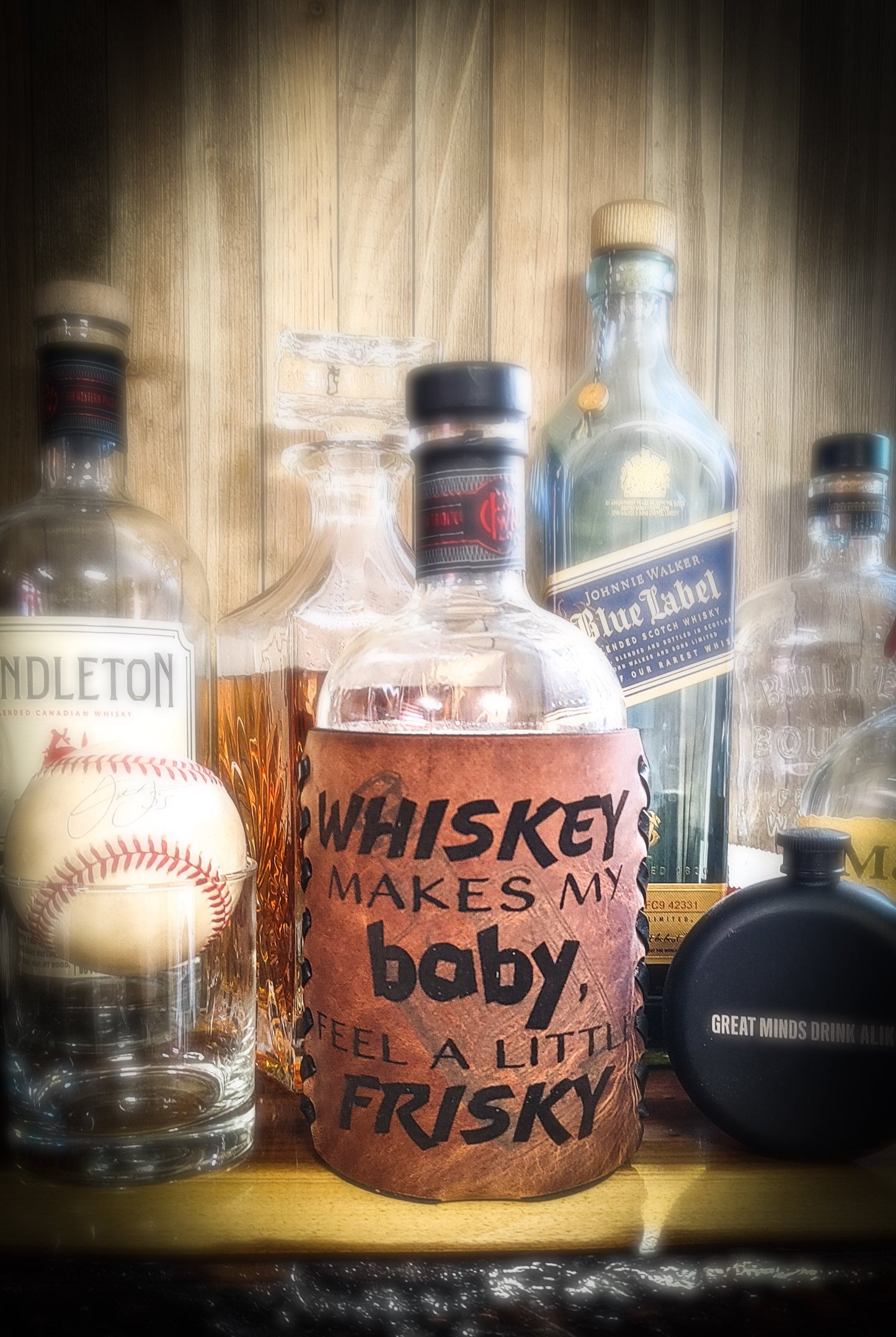 Wedding anniversary whiskey set wrapped in premium leather