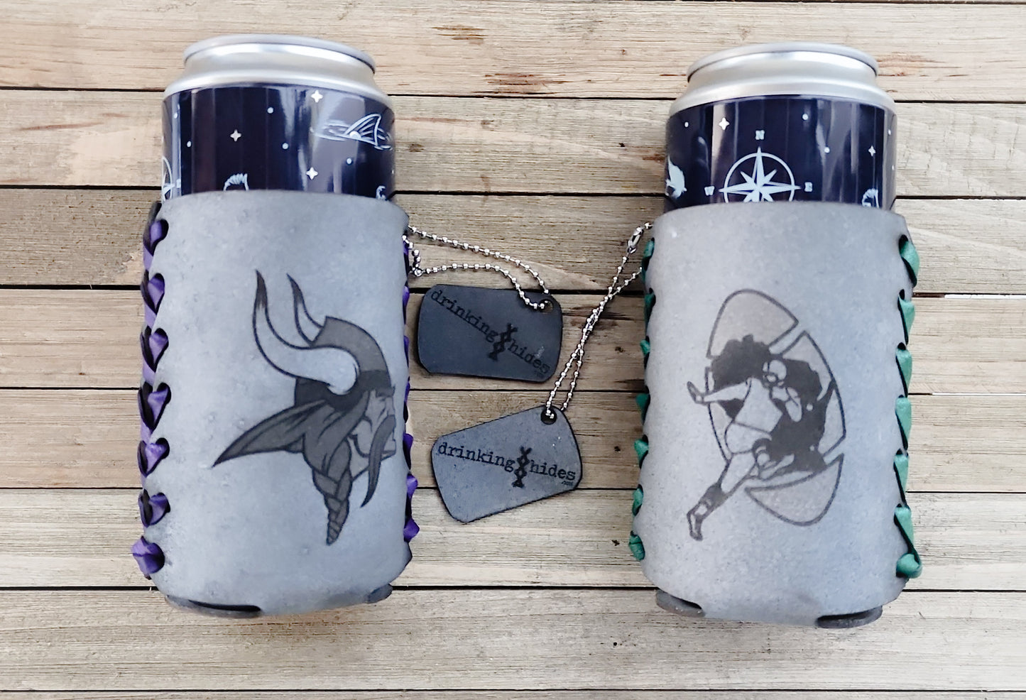 Personalized leather can sleeve