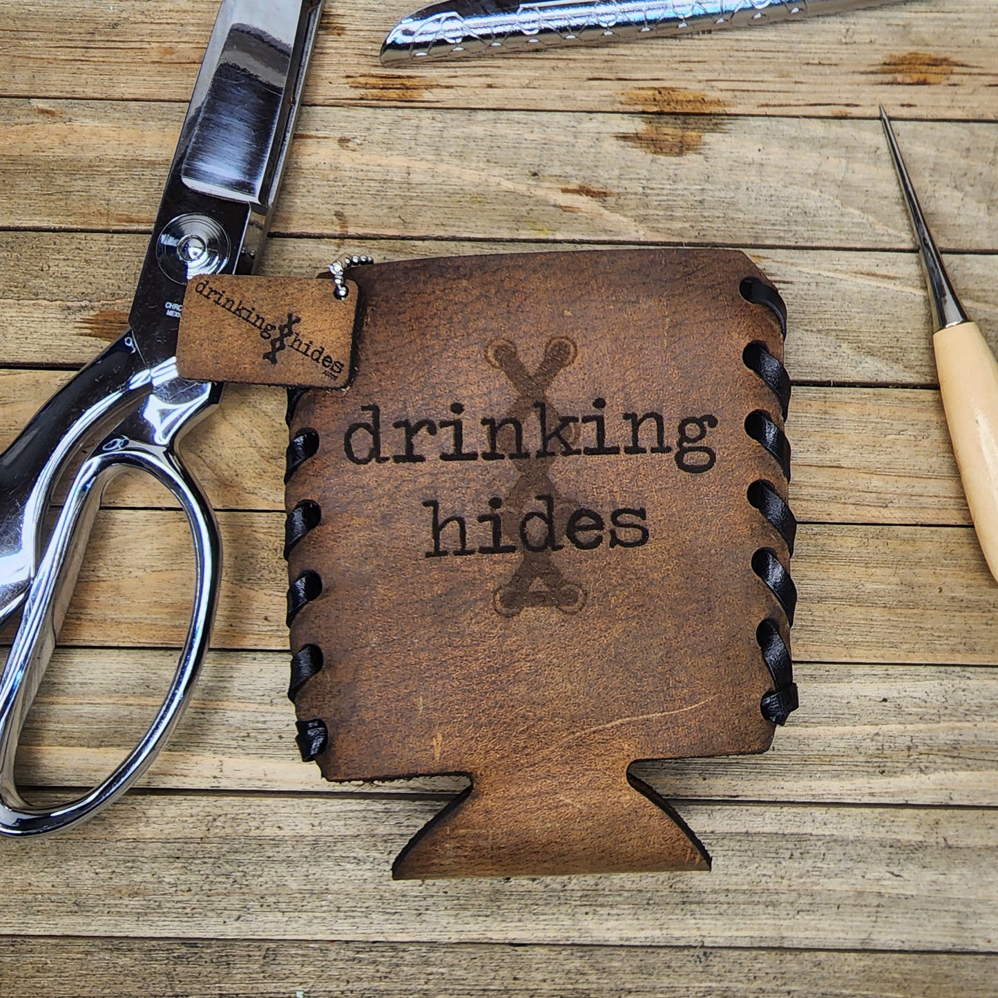 Custom premium leather can cooler