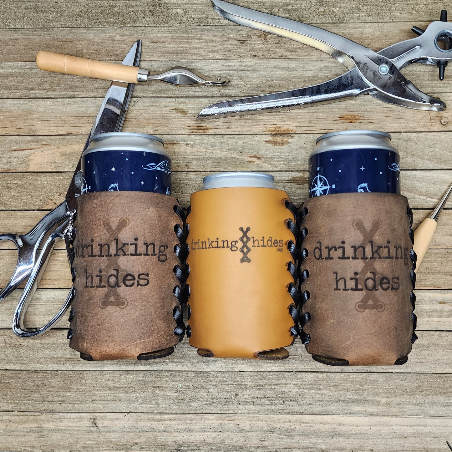 Custom premium leather can cooler