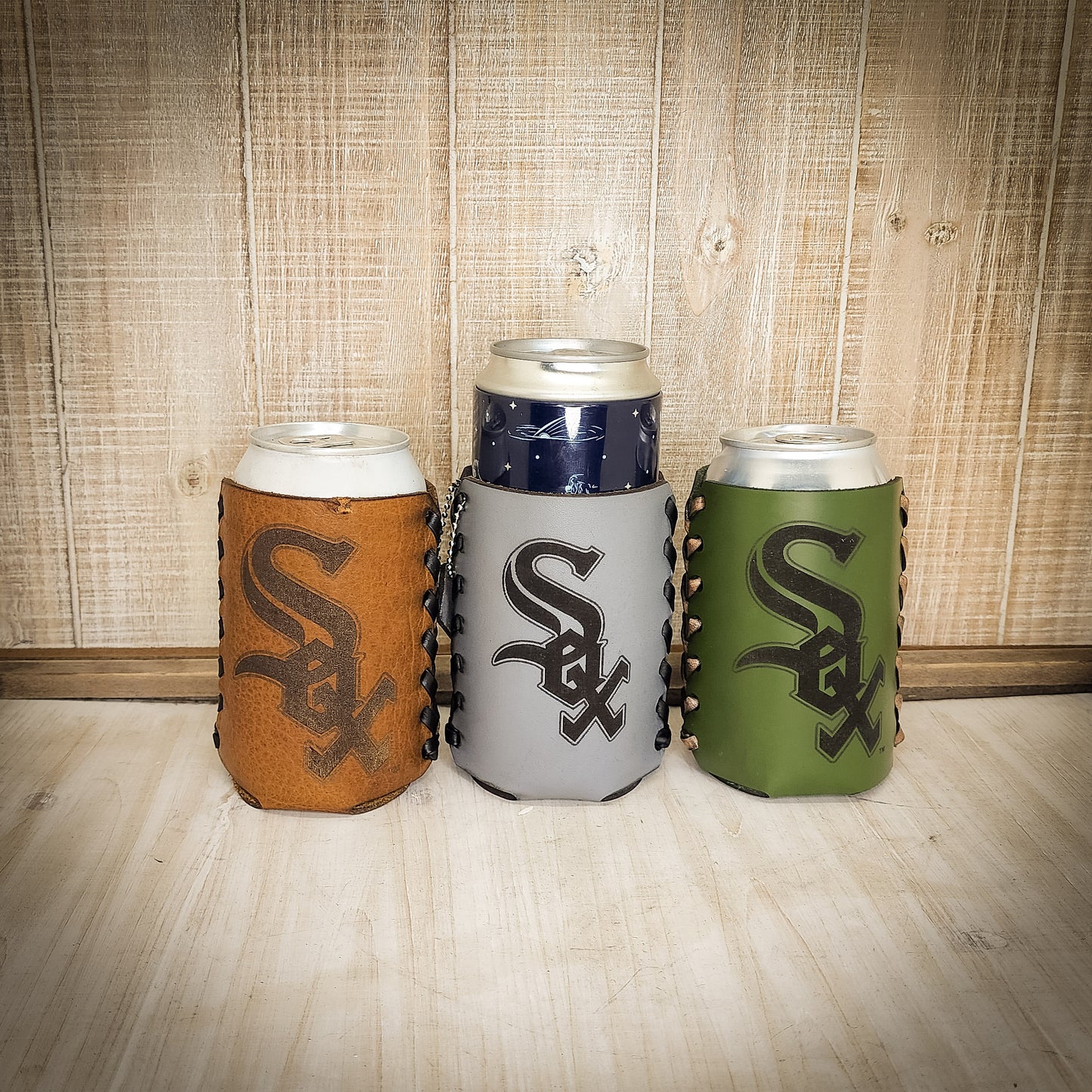 Personalized Baseball Team Logo Leather Cozie - Custom Coach Gift - Premium Engraved Drink Sleeve for Baseball Fans