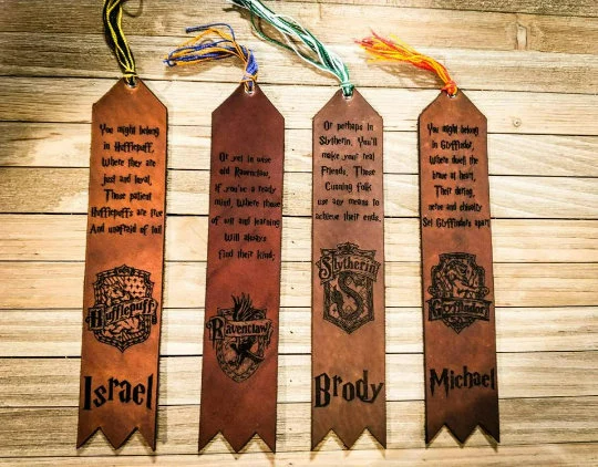 Harry Potter leather bookmark personalized with name