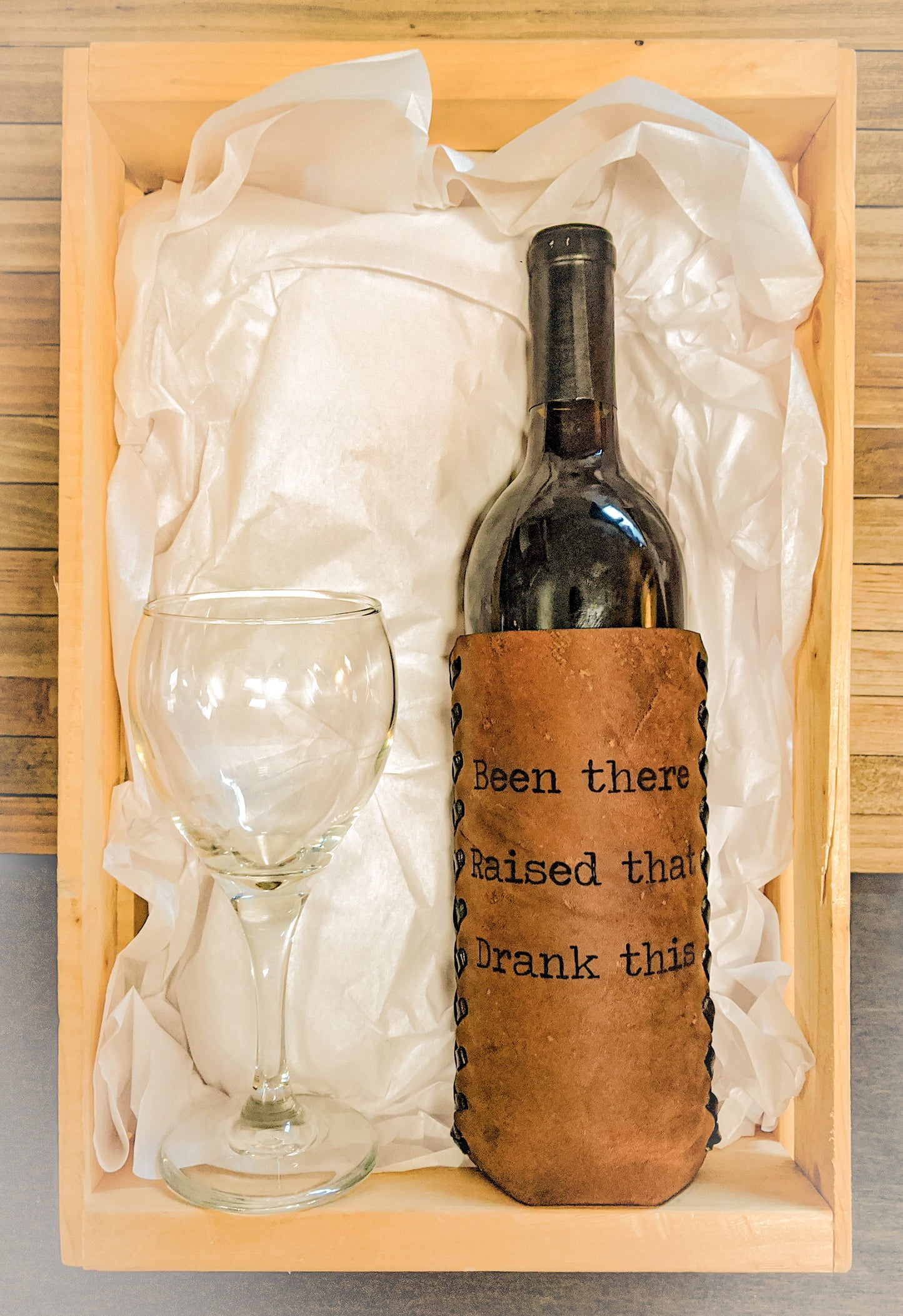Personalized Leather-Wrapped Wine Bottle - Elegance Uncorked: