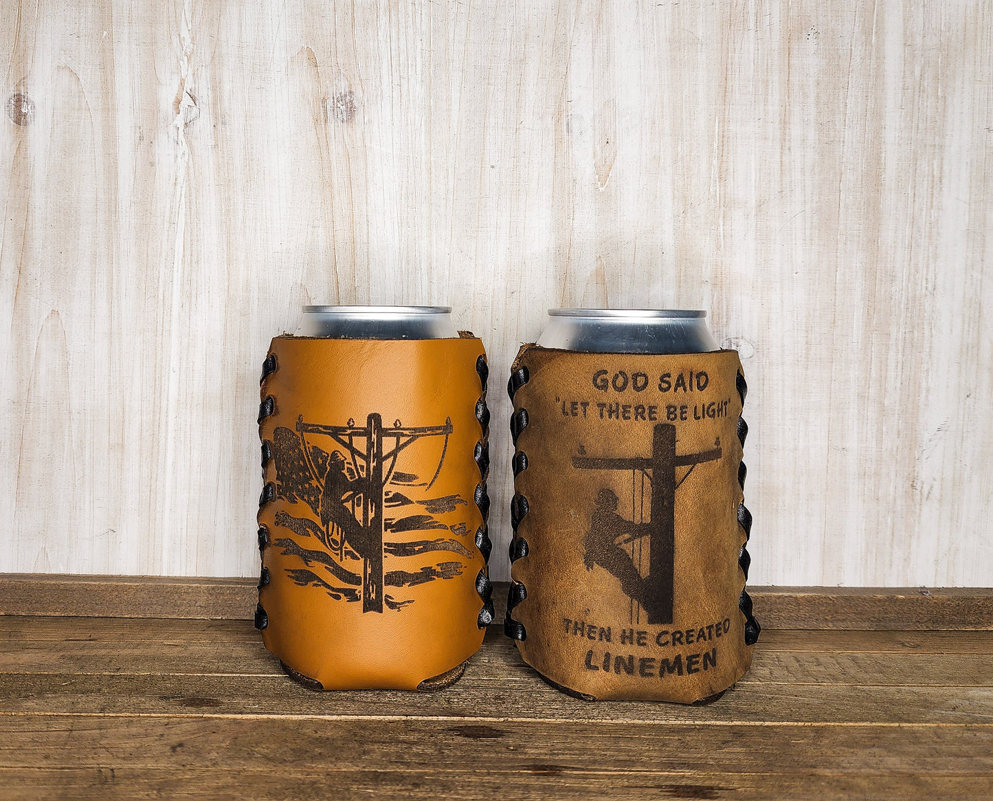 Personalized leather can sleeve