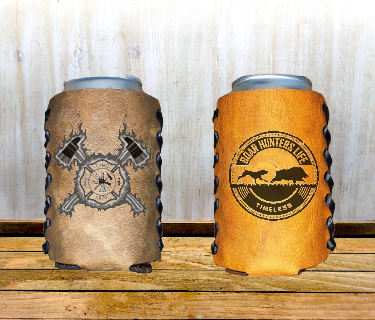 Personalized leather can sleeve